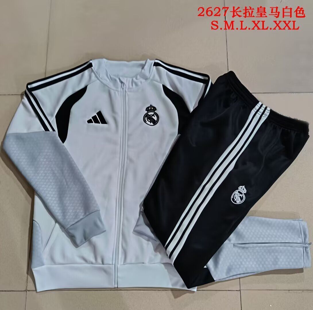 AAA Quality Real Madrid 26/27 Tracksuit - White/Black/Grey